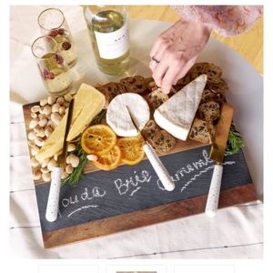 Wood with Slate Charcuterie Board Serving Tray by Twine